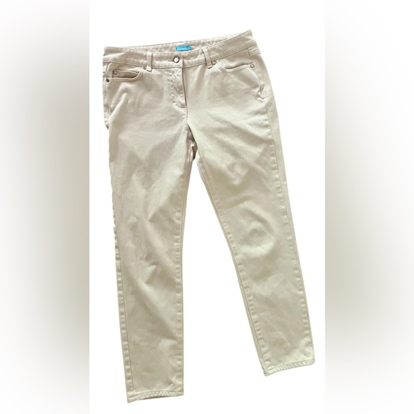 J McLaughlin women’s cream jeans with gold button and tabs - size 8 - Picture 1 of 5
